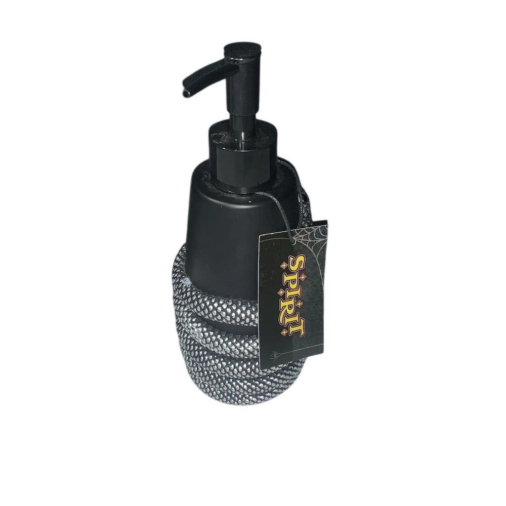 Spirit Halloween Black Textured Refillable Soap Dispenser for Bathroom